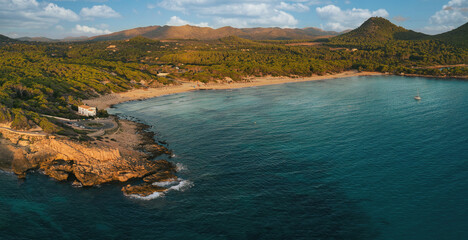 Aerial view at Cala Agulla, Mallorca, Spain