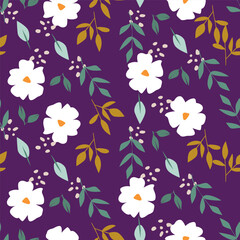 Christmas seamless pattern with berry and pine branch, winter design, hand drawn elements