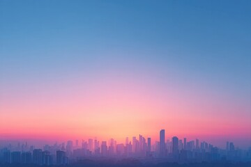 Fototapeta premium minimalistic cityscape with modern skyline at urban sunset focus on sleek architectural lines leaving generous copy