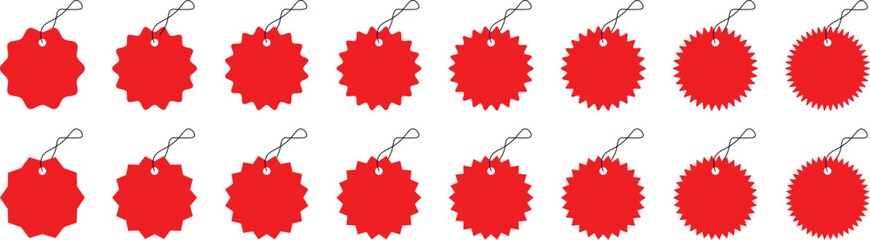 Set of Sale tags and labels. Modern style stickers, labels, sale vector ,Special offer discount label. Hanging red sales tag. Shopping stickers and badges collection