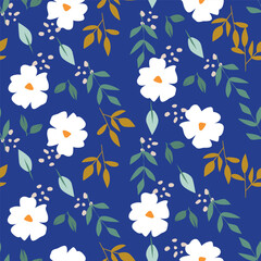 Seamless pattern with floral motifs. Vector illustration.	