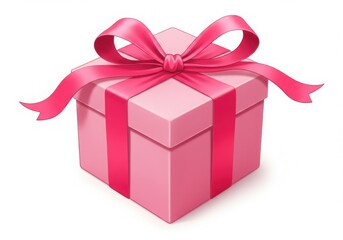 Pink gift box with ribbon bow isolated on transparent background