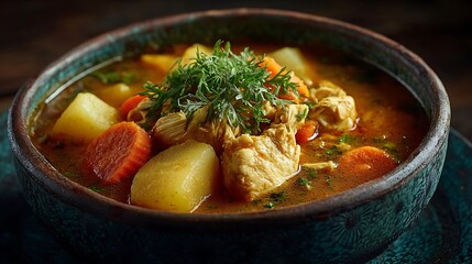 A bowl of Panamanian sancocho with chicken broth