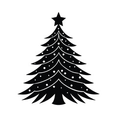 Classic Christmas Tree Illustration with Star Topper
