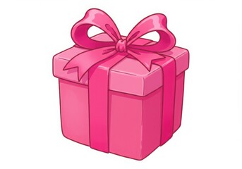Fototapeta premium Pink gift box with ribbon bow isolated on transparent background