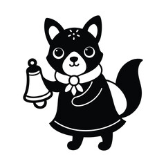 Adorable Baby Animal with Christmas Bell in Festive Artwork