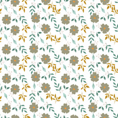 Seamless pattern with floral motifs. Vector illustration.	