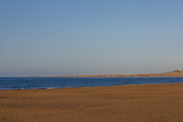 El Veril beach. Sand dunes by the sea Relaxia, Gran Canaria, Spain