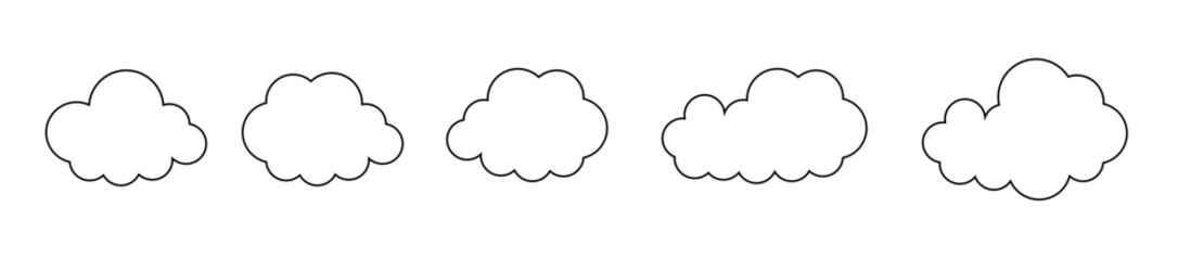 Clouds line art icon. Databases networking software image cloud and synoptics concept. Vector