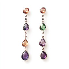 Colorful gemstone drop earrings jewelry fashion accessory style elegant luxury gift for women trendy design