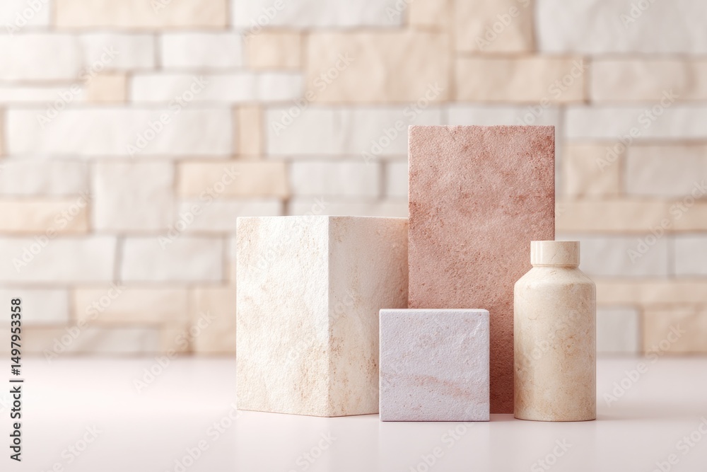 Wall mural minimalistic scene featuring textured wall surfaces in various styles with ample copy space availabl