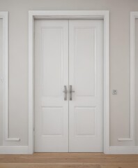 Modern white wooden interior doors, various open/closed positions ,  open door,  detail