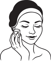 Artistic female portrait in clean line art showing expressive hairstyle and calm facial features.