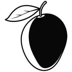 silhouette mango on white background