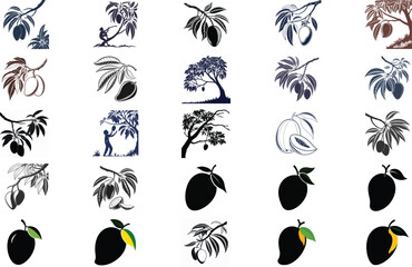 silhouette mango on white background
