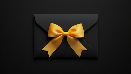Black Envelope Gold Bow Invitation.