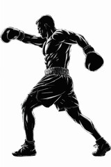 "Dynamic Boxing Illustration: Powerful Punching Pose