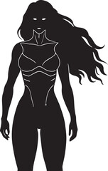 Powerful black silhouette of a woman with bold red hair, representing strength, identity, and confidence.