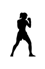 Silhouette of a Boxer in Fighting Stance – Powerful Combat Sports Illustration