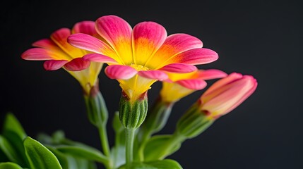 Fototapeta premium Vibrant Pink and Yellow Flowers Closeup Macro Photography