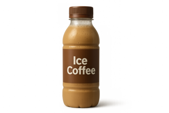 Ice coffee bottle standing on transparent background