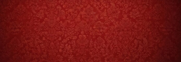Intricate red damask wallpaper, opulent design , luxury, scarlet