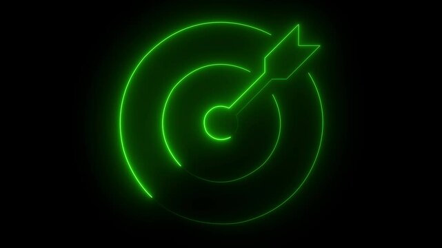 Abstract glowing neon circle teer icon animation on the black background.4k video animated.