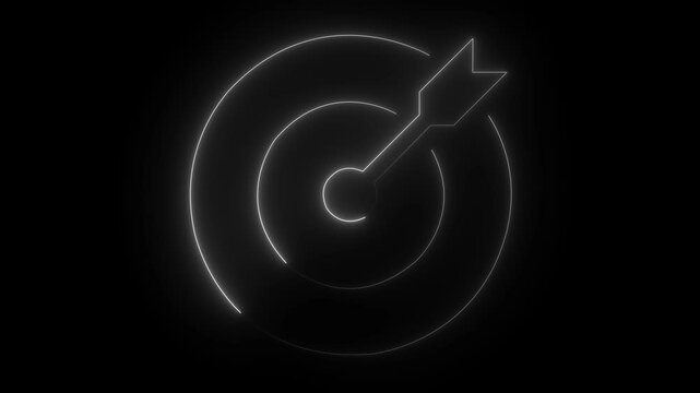 Abstract glowing neon circle teer icon animation on the black background.4k video animated.