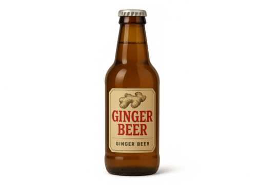 Ginger beer bottle standing on transparent background