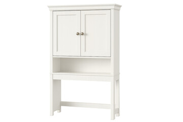 Fototapeta premium White bathroom cabinet over the toilet storage with transparent background