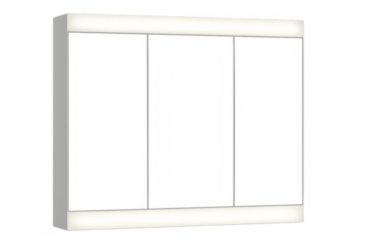 Modern bathroom mirror with integrated led lighting on transparent background