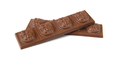 Chocolate pieces on white background