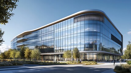 Obraz premium Modern Glass Office Building Architectural Design Modern Architecture Exterior Design
