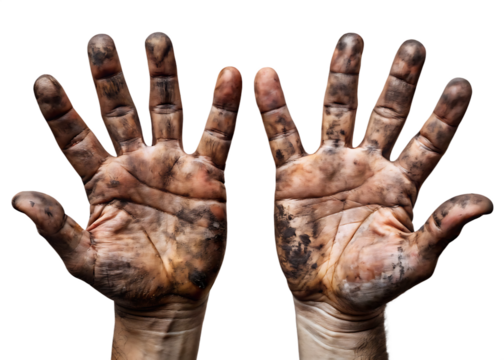 Dirty hands isolated on a white background png ai generated - Powered by Adobe