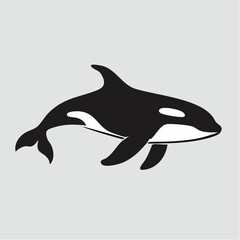 Naklejka premium Swimming Orca Silhouette — Flat 2D Minimalist Vector
