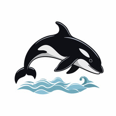 Obraz premium Jumping Orca Whale Silhouette — Flat 2D Minimalist Vector