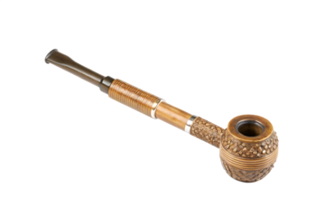 Elegant wooden tobacco pipe isolated on a white background