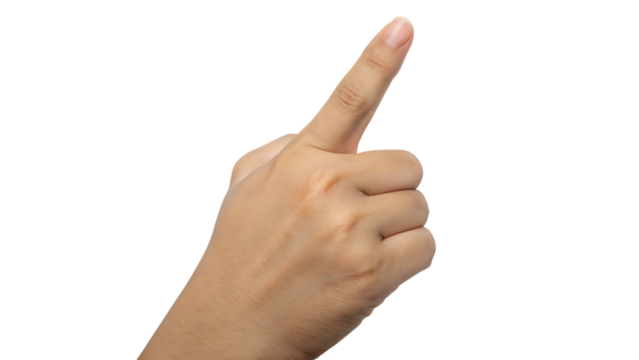 Hand gesture pointing up isolated on a white background png ai generated