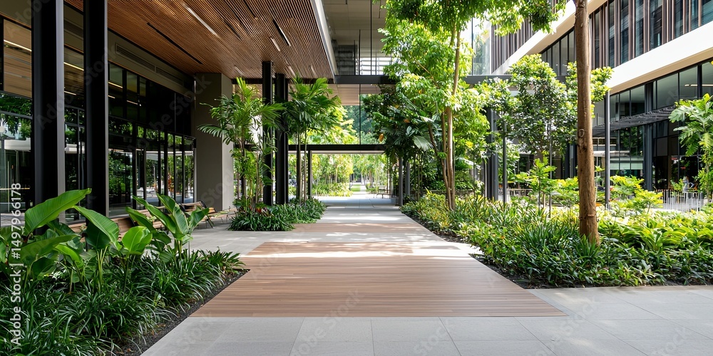 Aufkleber modern architecture with elegant line connections showcasing sleek metal structures, surrounded by l