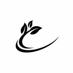 vector illustration of a black silhouette of a green leaf