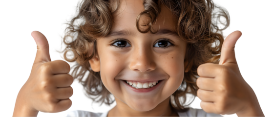 Happy child thumbs up.