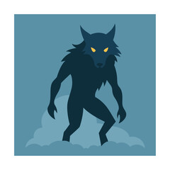 werewolf lurking in fog  .eps