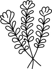 Flowers monoline art hand drawing minimalist illustration