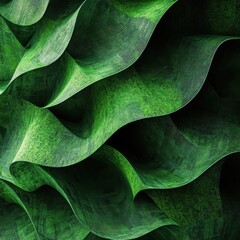 Obraz premium Close-up of wavy green leaves on dark background