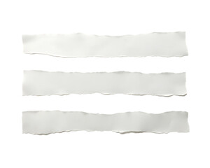 Obraz premium Three torn paper strips isolated on a white background png ai generated