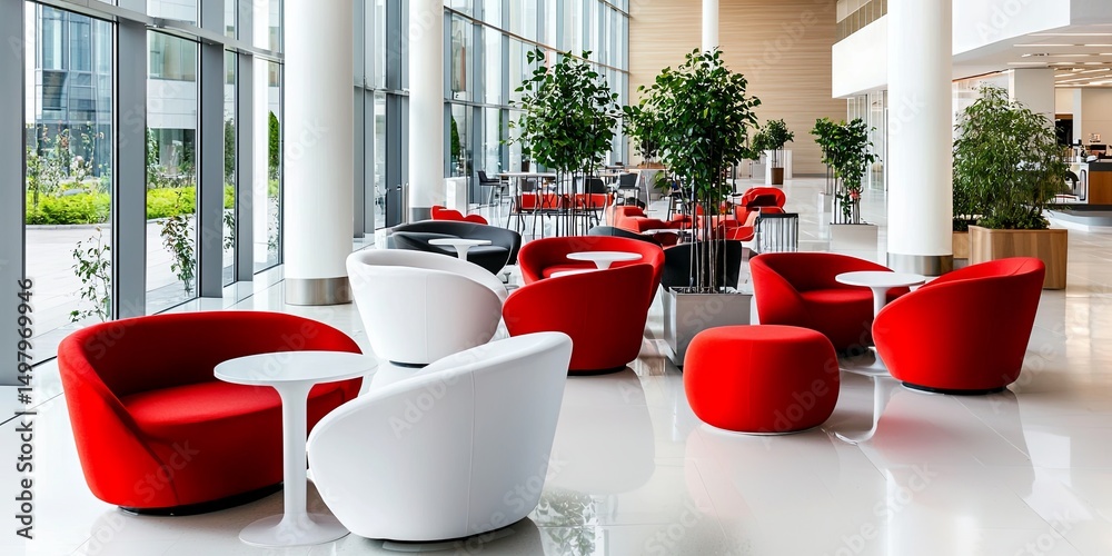 Aufkleber Innovation in a modern workspace, featuring digital devices and collaborative tools in a bright environment, emphasizing transformation and connectivity