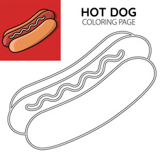 Hotdog coloring page illustration vector design. Suitable for teaching coloring to kids