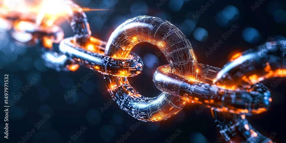 Leinwandbilder Concept of identity verification and fraud prevention through blockchain, with a digital lock symbol and glowing public ledger, emphasizing security and trust in a neutra
