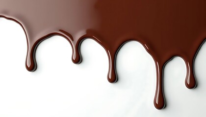 Melted Chocolate cascade: A flowing river of rich, dark chocolate cascades gracefully, showcasing its glossy texture, offering a tempting visual delight. 