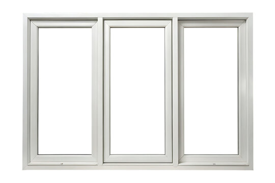 White triple pane window frame isolated on a white background